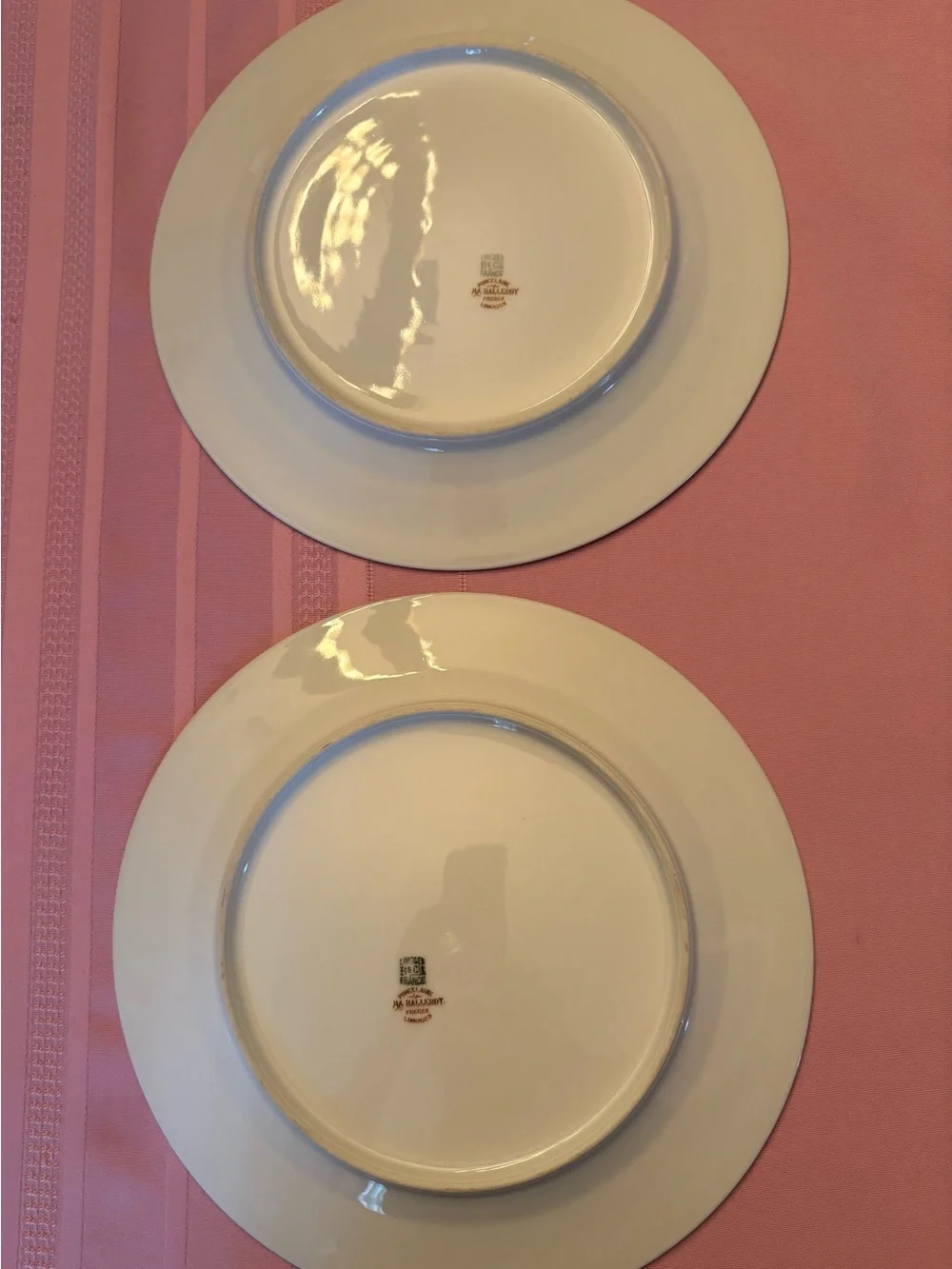 Limoges Balleroy France White Porcelain Plates with Gold Trim - Set of 2